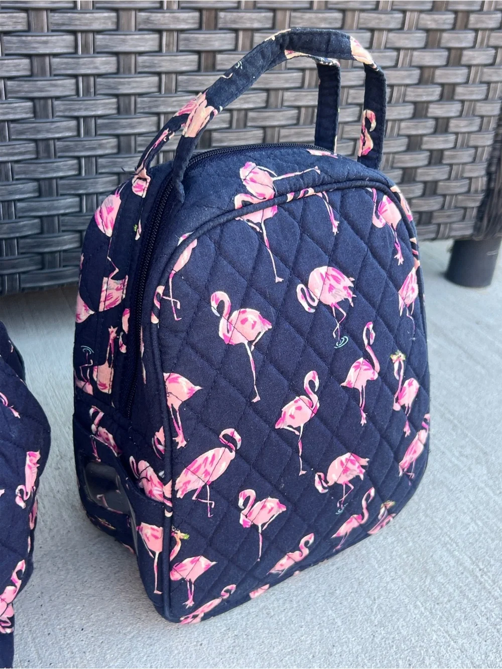 Vera Bradley Navy Backpack with Pink Flamingo Print